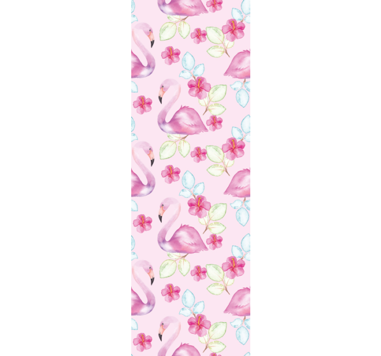 ταπετσαρία ζώων λουλουδένια φλαμίνγκο - TenStickers