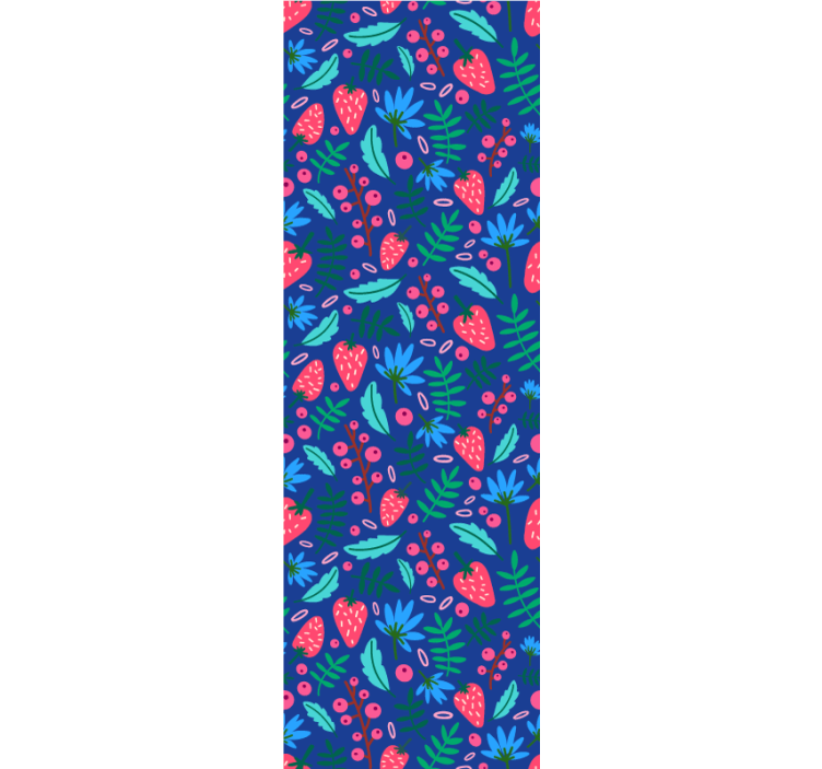 μοτίβο φράουλας σε μπλε φόντο ταπετσαρία - TenStickers