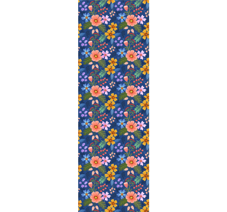 ταπετσαρία μοτίβο λουλουδιών πολύχρωμο χέρι - TenStickers