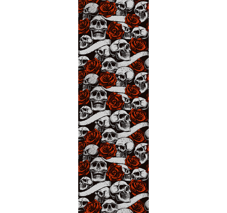 ταπετσαρία τέχνης γοτθικά κρανία florals - TenStickers