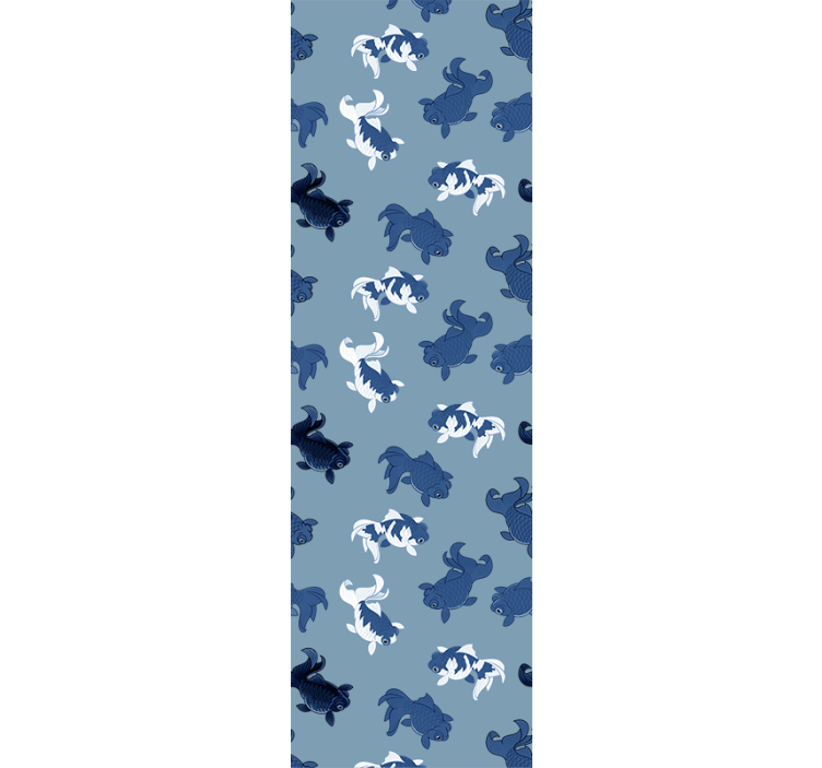 ταπετσαρία ζώων σκούρο μπλε και γκρι ψάρια koi - TenStickers