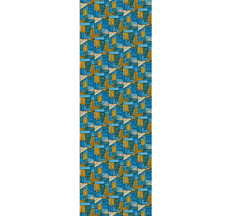 ταπετσαρία τέχνης μπλε και κίτρινο γραμμές γκράφιτι - TenStickers