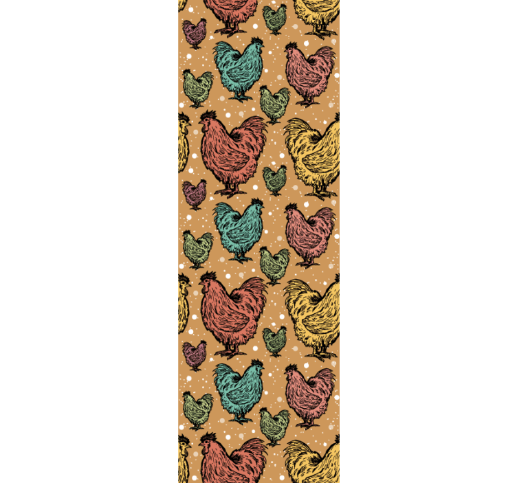 ταπετσαρία μοτίβο κοτόπουλο πολύχρωμο κοτόπουλο - TenStickers