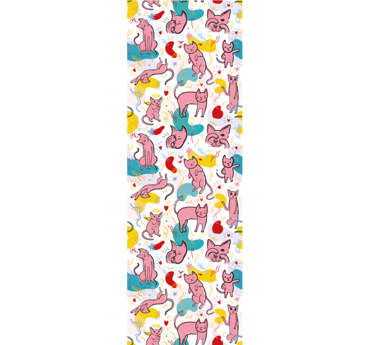 γάτες ταπετσαρίας παιχνιδιάρικα μοτίβα αιλουροειδών - TenStickers