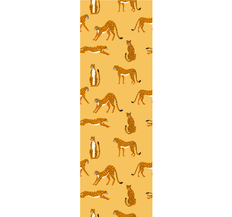 κίτρινες λεοπαρδάλεις μοτίβο ταπετσαρία σαλονιού - TenStickers