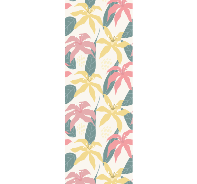 λουλούδια και φυτά σε μπεζ ταπετσαρία - TenStickers