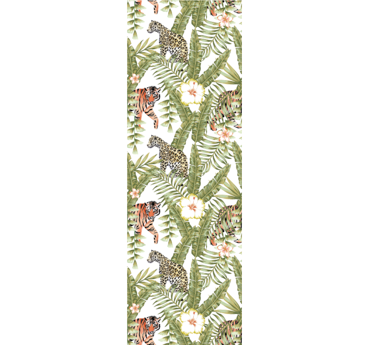 λεοπαρδάλεις τροπικά φύλλα ταπετσαρία υπνοδωματίου - TenStickers