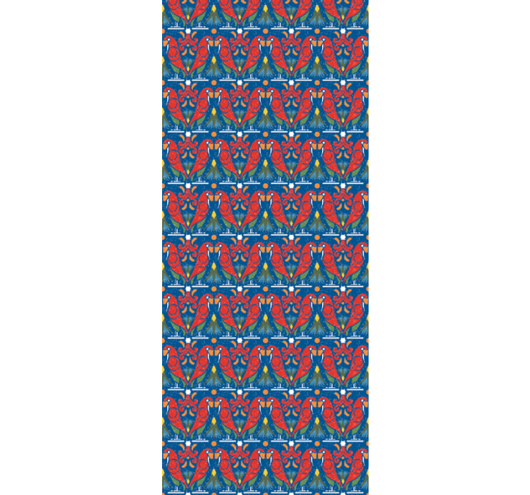 Floral dwith μπλε φόντο ταπετσαρία υπνοδωματίου - TenStickers