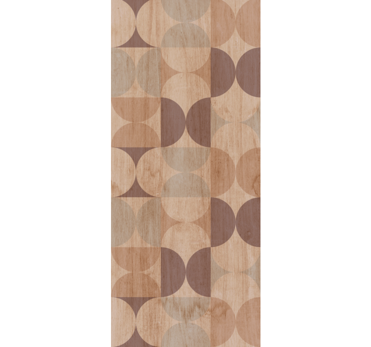 καφέ γεωμετρική ταπετσαρία σαλονιού από ξύλο - TenStickers