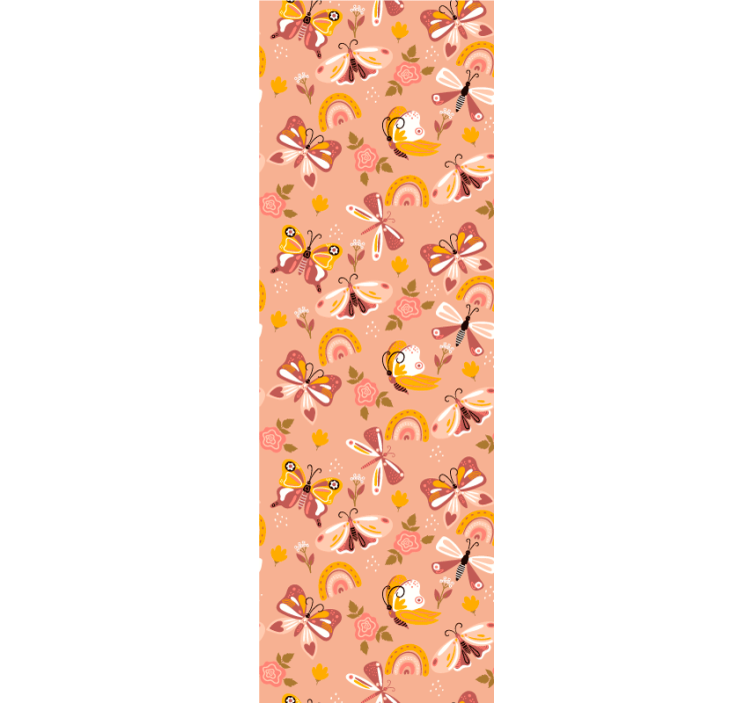 Ταπετσαρία με πεταλούδες μοτίβο χλωρίδας πεταλούδας - TenStickers