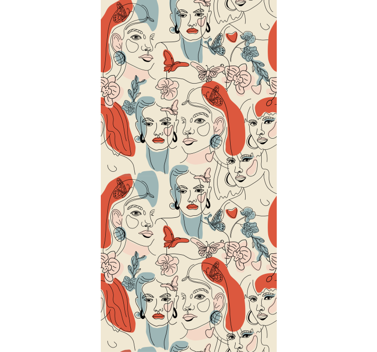 θηλυκά πρόσωπα σε αφηρημένη ταπετσαρία φόντου - TenStickers