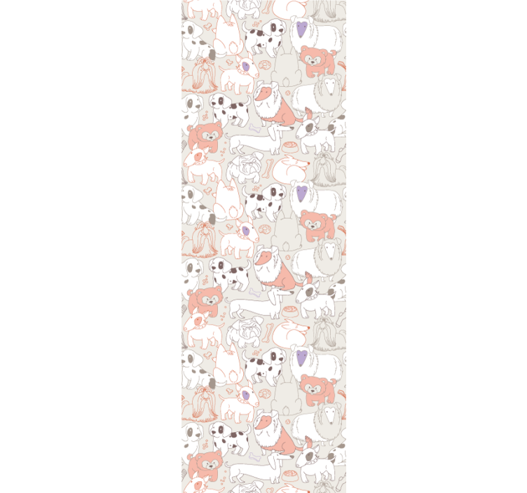 ροζ και λευκά κουτάβια μοτίβο ταπετσαρία - TenStickers