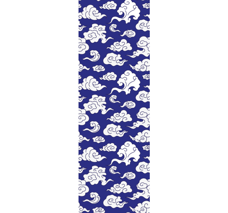 σιλουέτα λευκά σύννεφα μπλε ταπετσαρία - TenStickers