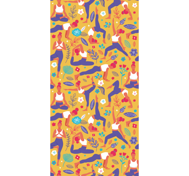 ταπετσαρία καθιστικού σπιτιού γιόγκα doodle - TenStickers