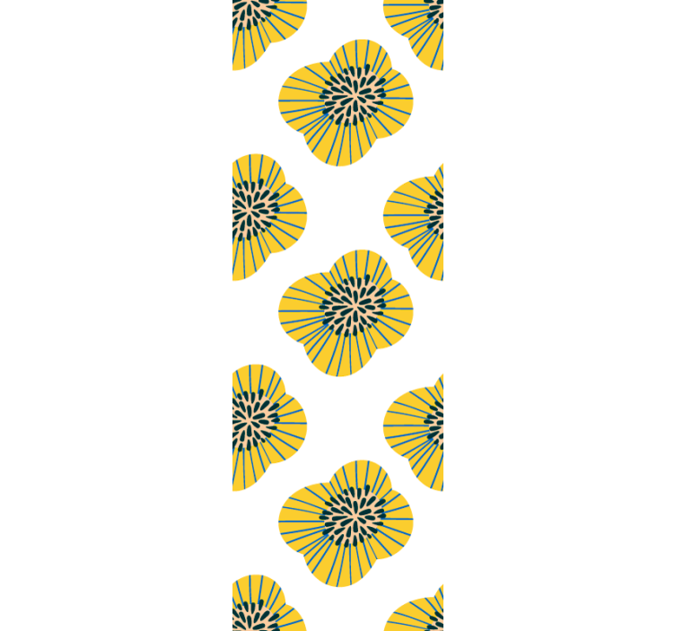 μεγάλη μπλε και κίτρινη στρογγυλή ταπετσαρία λουλουδιών - TenStickers