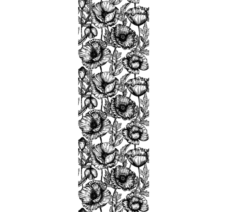 ταπετσαρία γραφείου σπιτιού με μαύρο μελάνι λουλούδι - TenStickers