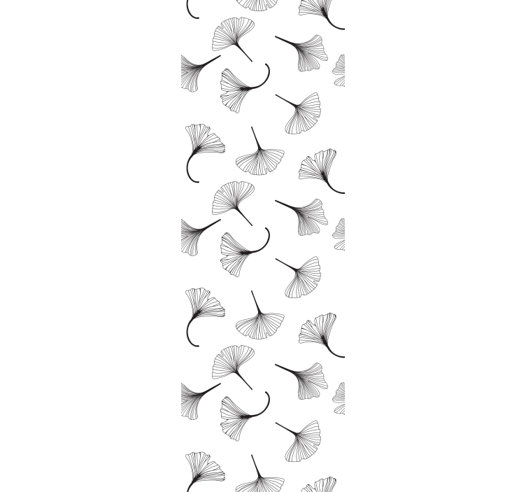 μοντέρνα ταπετσαρία με μαύρο σχέδιο με φύλλα ginkgo - TenStickers