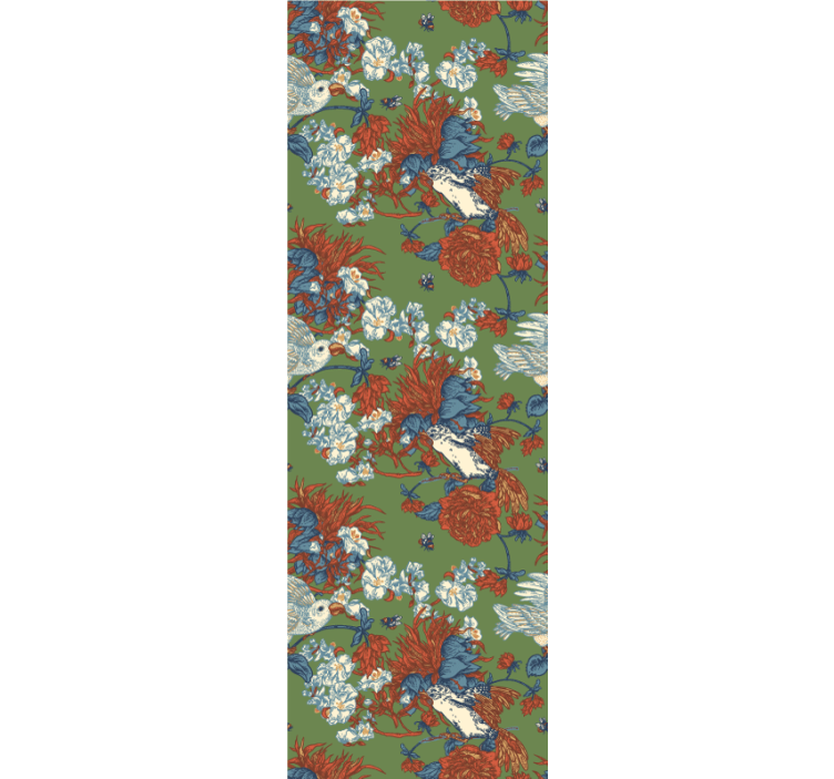 ταπετσαρία λουλουδιών πουλιά ανάμεσα σε άνθη - TenStickers