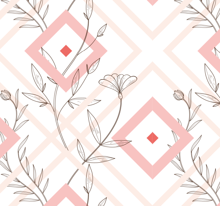 Tαπετσαρία για το καθιστικό λουλουδάτα σχήματα διαμαντιών - TenStickers