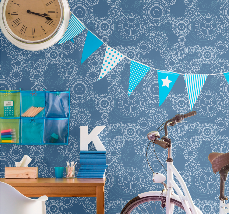 τρισδιάστατες ταπετσαρίες γεωμετρικά μοτίβα γραναζιών - TenStickers