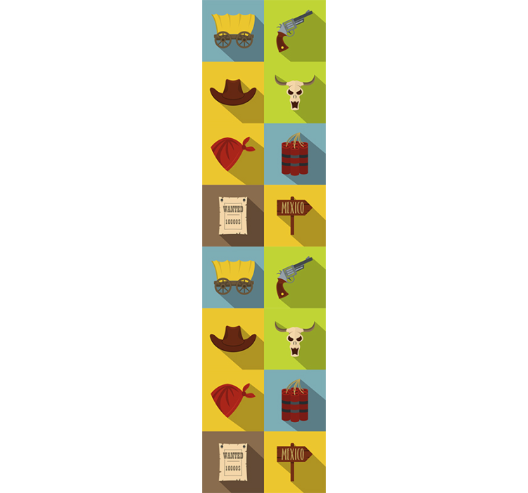 ταπετσαρία υπνοδωμάτιο πλακάκια καουμπόη - TenStickers