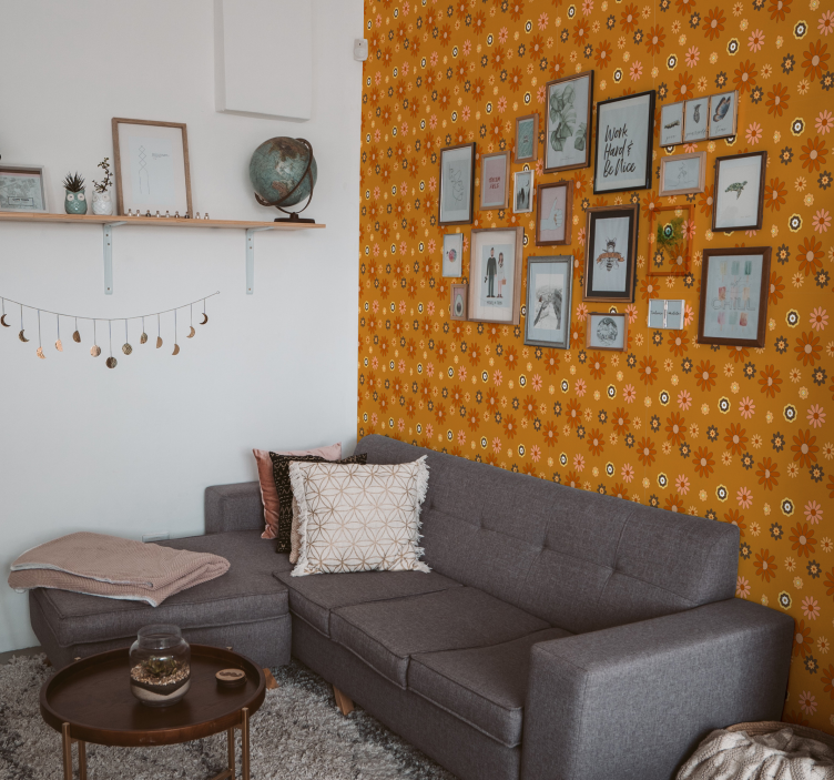 Vintage ταπετσαρία flower power 60s - TenStickers