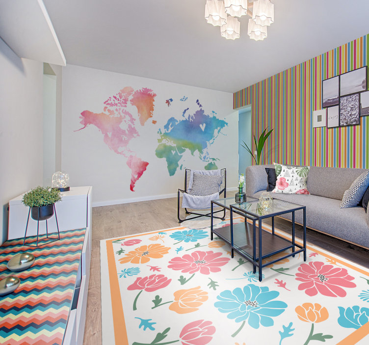 οριζόντιες ρίγες ταπετσαρία πολύχρωμες ρίγες - TenStickers