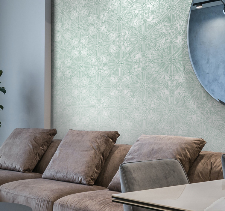 Tαπετσαρία κύρια υπνοδωμάτιο πράσινο boho αζτέκικο μοτίβο - TenStickers