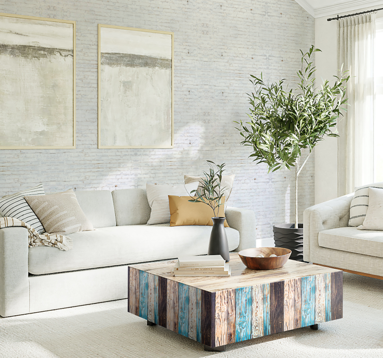 λευκό τούβλο μοτίβο με φθαρμένο χρώμα ταπετσαρία - TenStickers