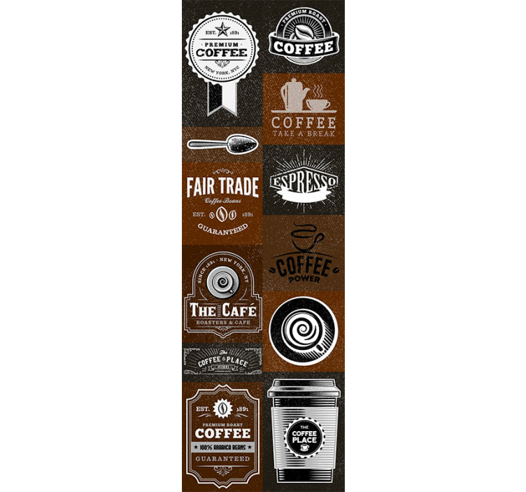 καφέ εικονογραφήσεις 3d γράμμα ταπετσαρία - TenStickers