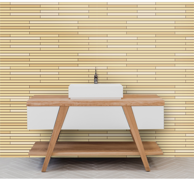 ταπετσαρία ξύλου μπεζ ξύλινα τούβλα - TenStickers