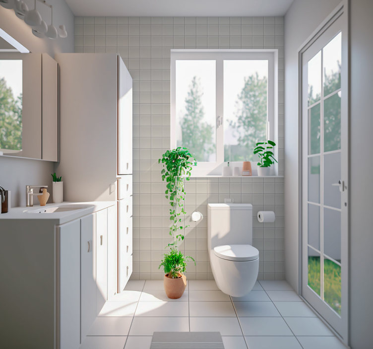 λευκά πλακάκια ταπετσαρία πλακιδίων - TenStickers