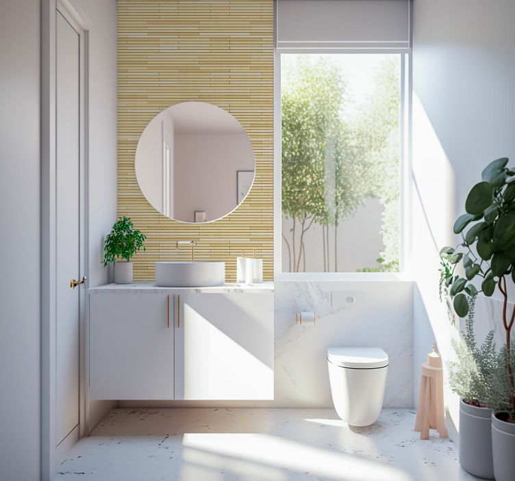 ταπετσαρία ξύλου μπεζ ξύλινα τούβλα - TenStickers