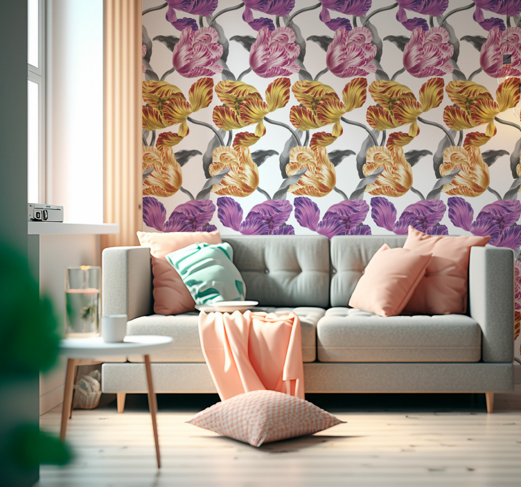 ταπετσαρία λουλουδιών κομψές τουλίπες - TenStickers