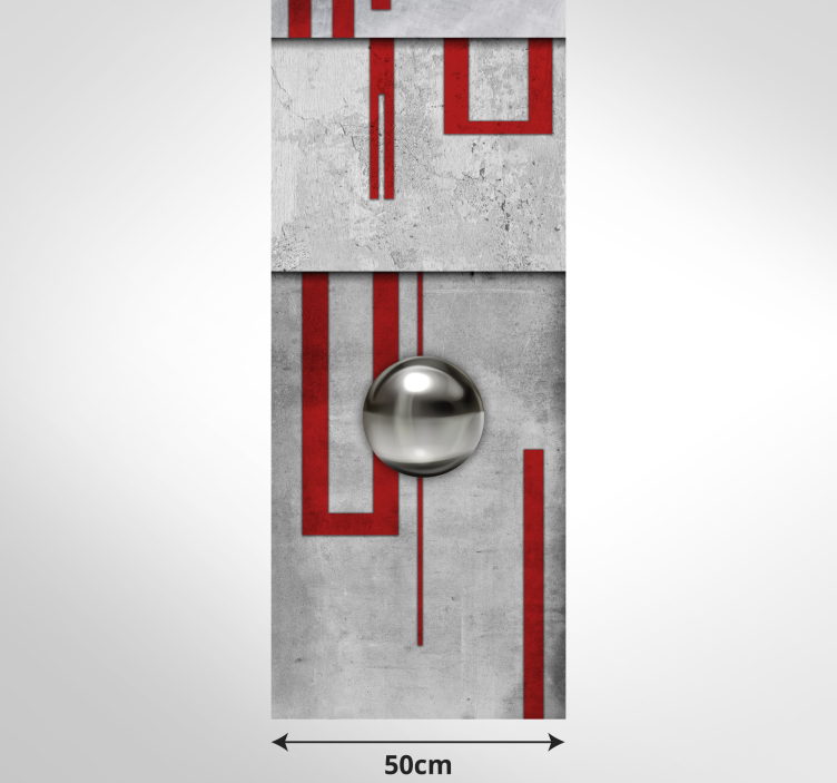 ταπετσαρία από μπετόν, κόκκινα κουφώματα και λευκά κουμπιά - TenStickers