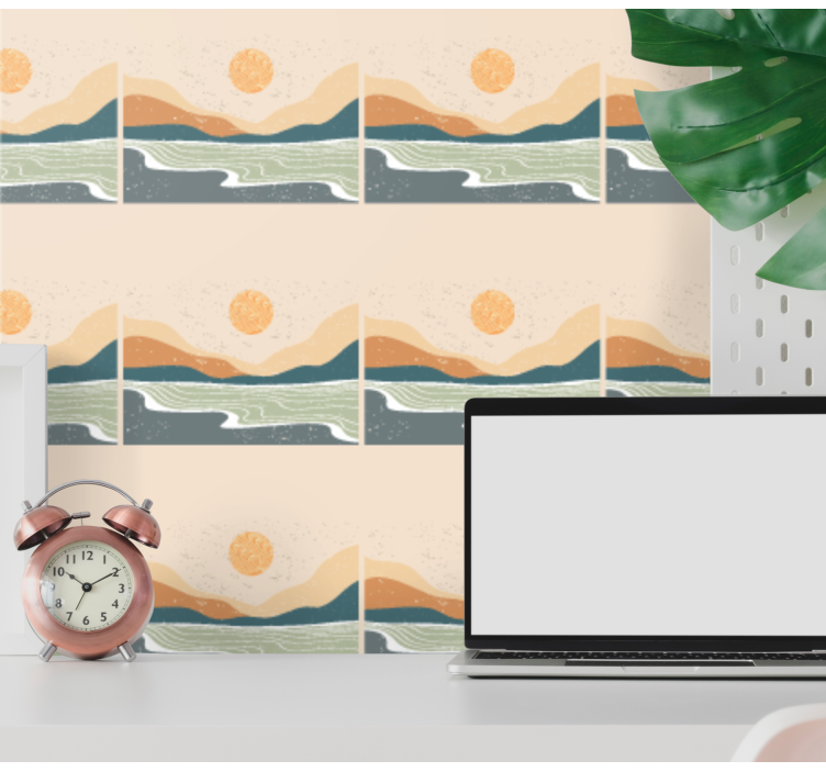 αφηρημένη ταπετσαρία βουνά αφηρημένη ηλιοβασίλεμα - TenStickers