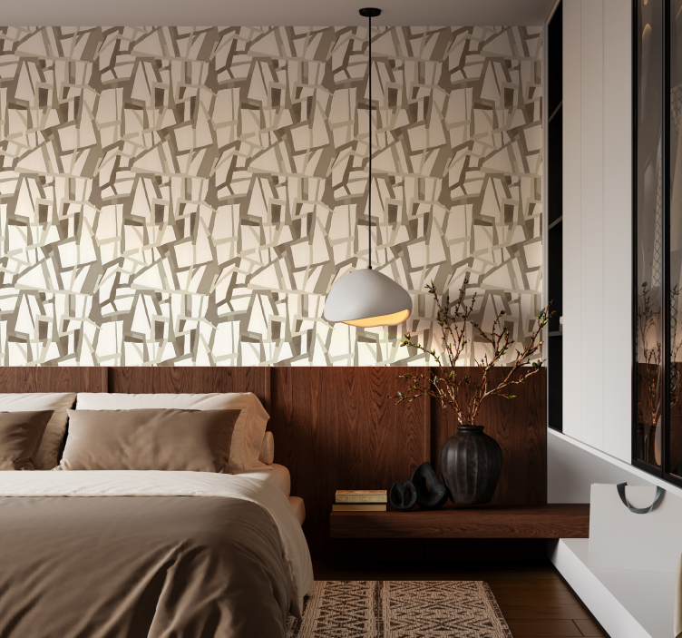 αφηρημένη ταπετσαρία μπεζ σκανδιναβικό στυλ - TenStickers