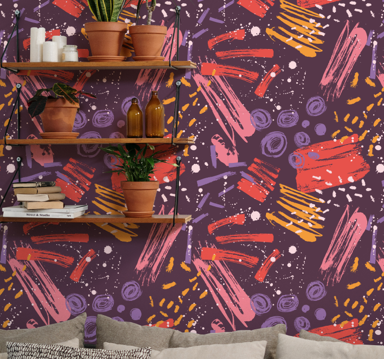 αφηρημένη ταπετσαρία εκφραστικές πινελιές - TenStickers