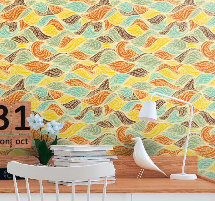 αφηρημένη ταπετσαρία στροβιλιζόμενα μοτίβα - TenStickers