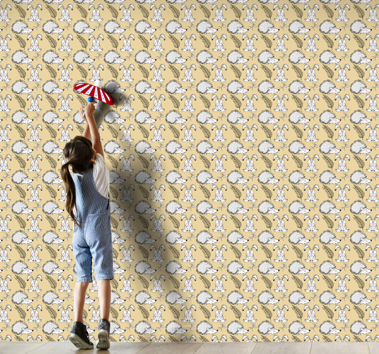 ταπετσαρία ζώων λαγουδάκι και σκαντζόχοιρος μοτίβο - TenStickers