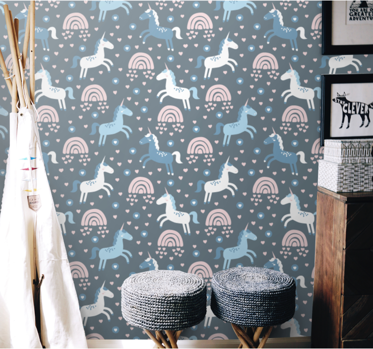 ταπετσαρία ζώων μοτίβο καμηλοπάρδαλης με ουράνια τόξα - TenStickers