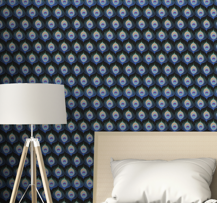 Χαρτί τοίχου με πουλιά μοτίβα φτερών παγωνιού - TenStickers