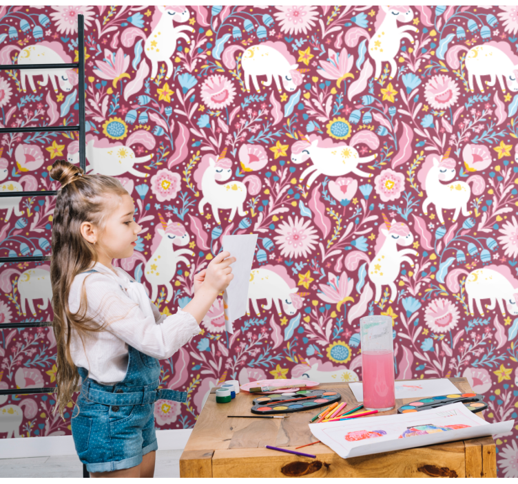 ταπετσαρία ζώων παιχνιδιάρικο μοτίβο αλπακά - TenStickers