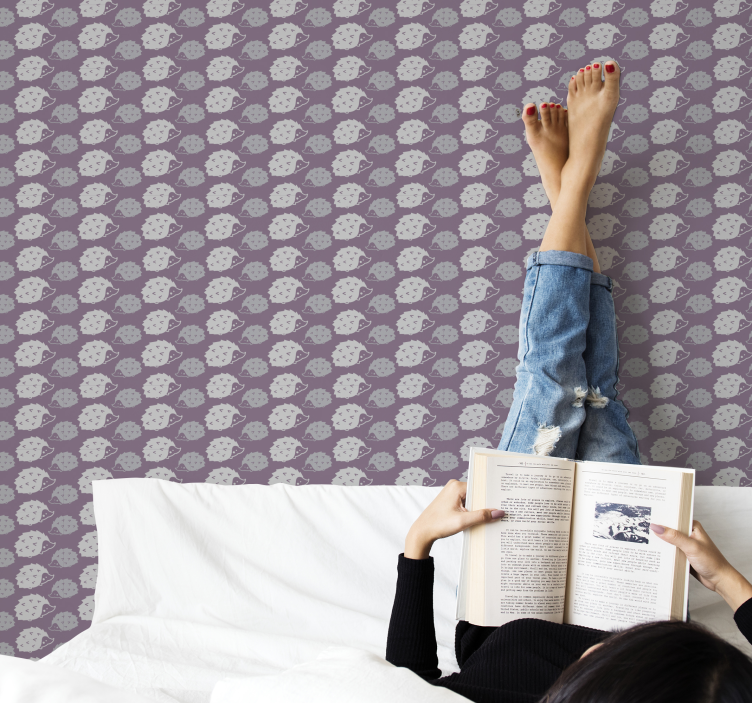 ταπετσαρία ζώων μωβ σκαντζόχοιρος μοτίβο - TenStickers