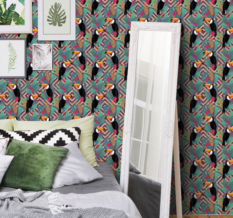 ταπετσαρία ζώων τουκάν ανάμεσα στα φύλλα - TenStickers