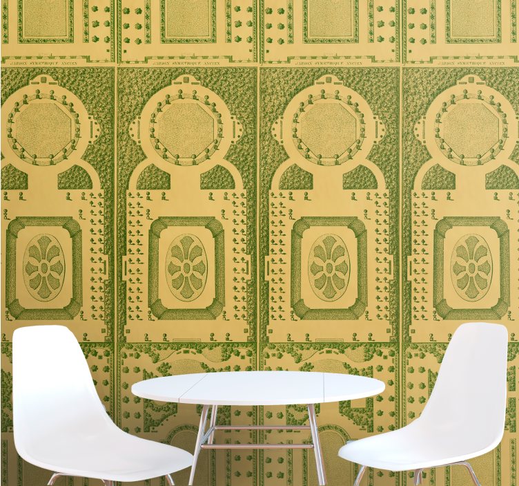 Αρ ντεκό ταπετσαρία με πράσινο και χρυσό σχέδιο - TenStickers