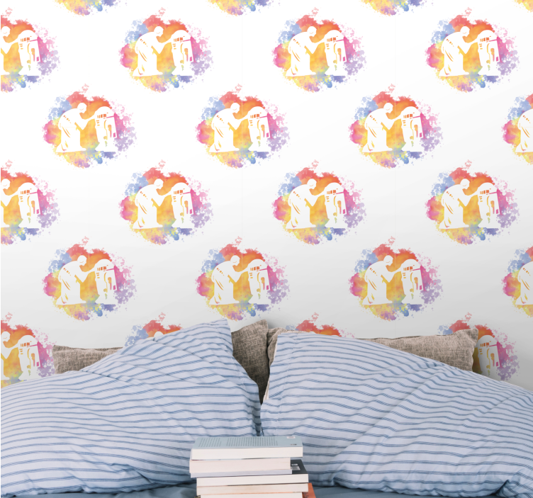 ταπετσαρία τέχνης αφηρημένη ζευγάρι σιλουέτα - TenStickers