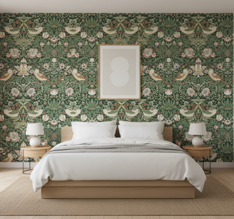 Χαρτί τοίχου με πουλιά σε στυλ morris - TenStickers