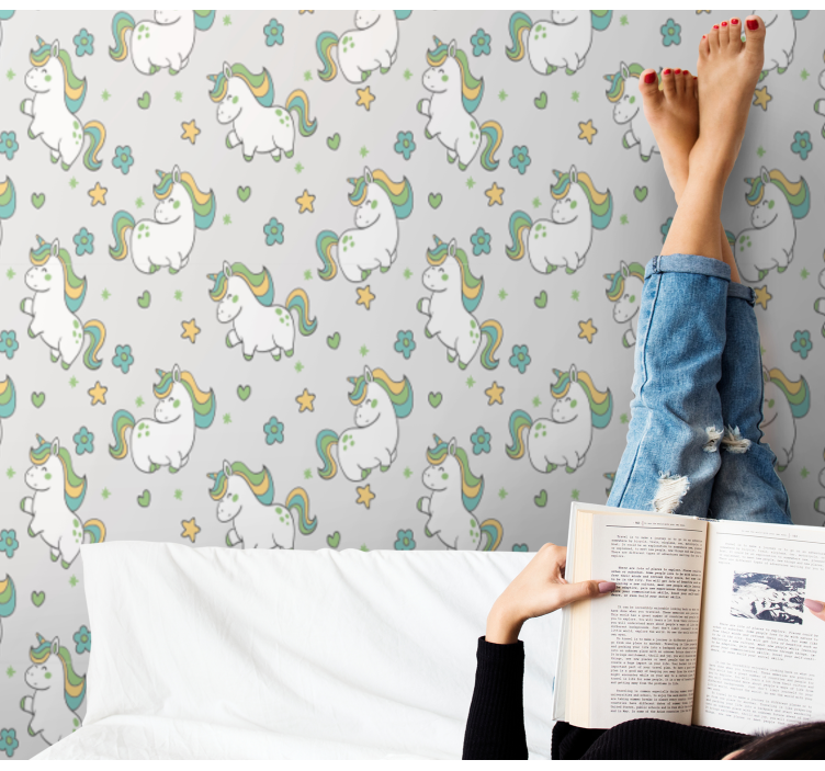 Tαπετσαρία παιδικής κρεβατοκάμαρας φαντασία μονόκερου - TenStickers