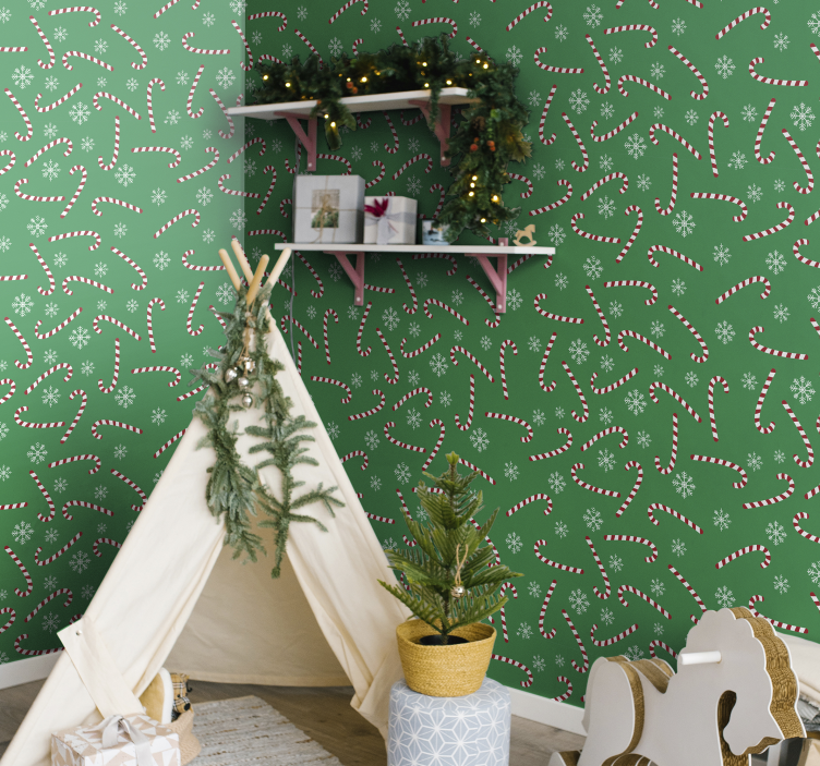 ταπετσαρία κρεβατοκάμαρων Χριστουγέννων καραμελών - TenStickers